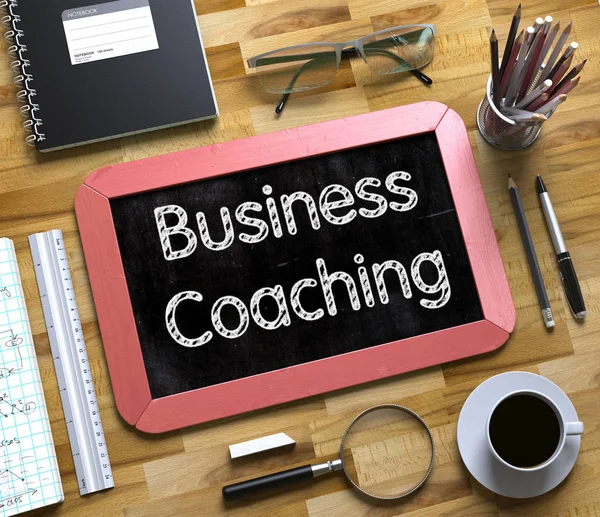 Business Coaching - Text på små svarta tavlan. 3D. — Stockfoto
