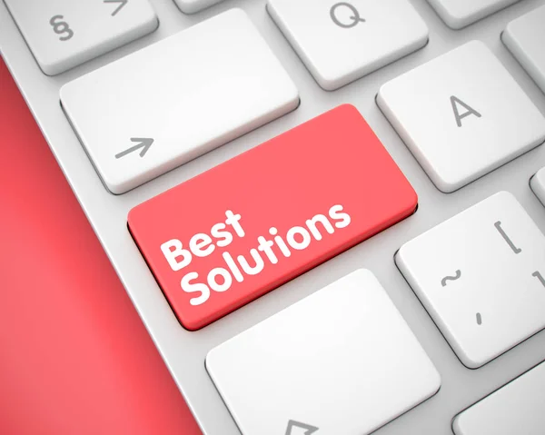 Best Solutions - Message on the Red Keyboard Keypad. 3D. — Stock Photo, Image