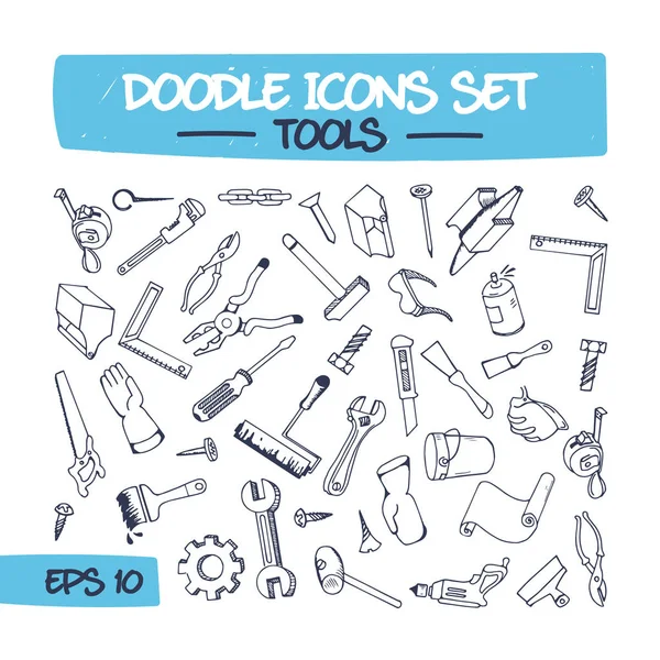 Doodle Illustration Conjunto de herramientas de mano . — Vector de stock