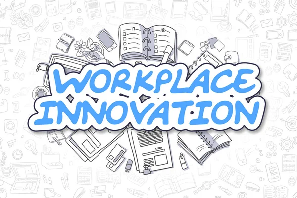 Innovación en el lugar de trabajo - Doodle Blue Word. Concepto de negocio . —  Fotos de Stock
