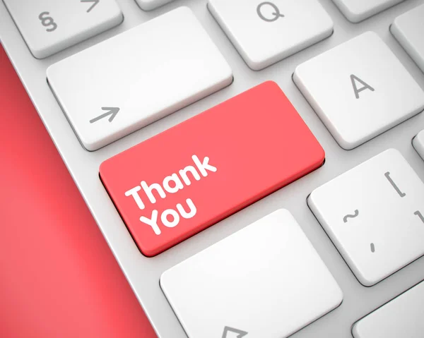 Tack - meddelande på röda tangentbordet knappsatsen. 3D. — Stockfoto