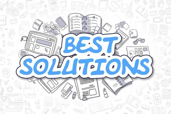 Migliori soluzioni - Doodle Blue Inscription. Concetto aziendale . — Foto Stock