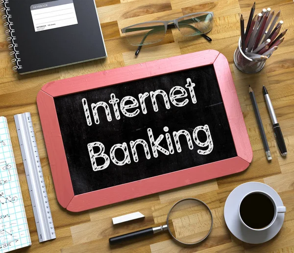 Internet Banking - Text på små svarta tavlan. 3D. — Stockfoto