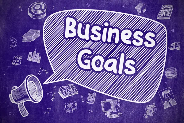 Objetivos de negocio - Ilustración de Doodle en pizarra azul . —  Fotos de Stock