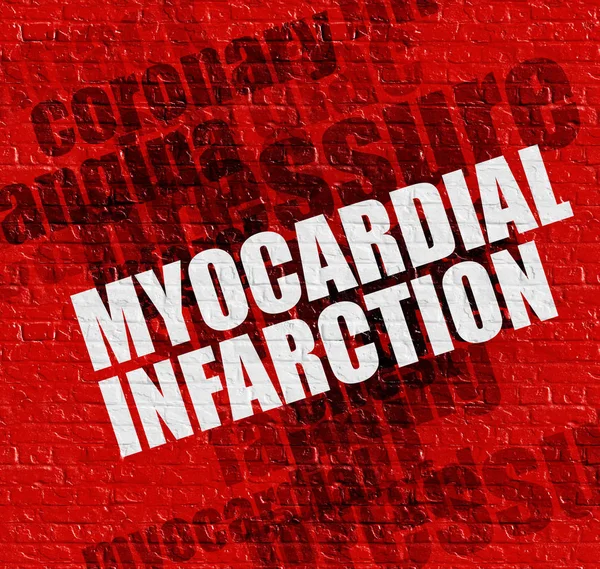 Health concept: Myocardial Infarction on the Red Wall . — Stock Photo, Image