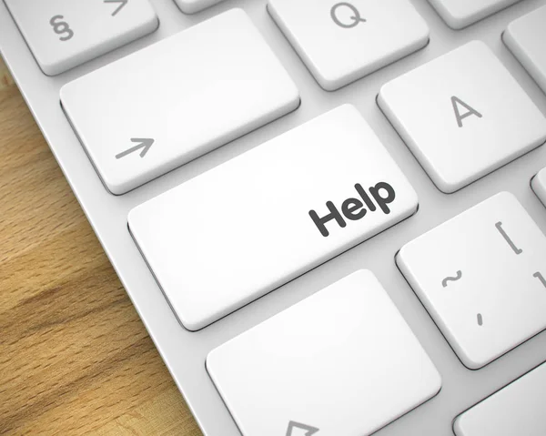 Help - Inscription on the White Keyboard Button. 3D. — Stock Photo, Image