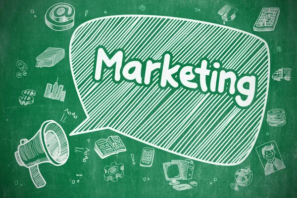 Marketing - Cartoon Illustration. Chalkboard verde . — Fotografia de Stock