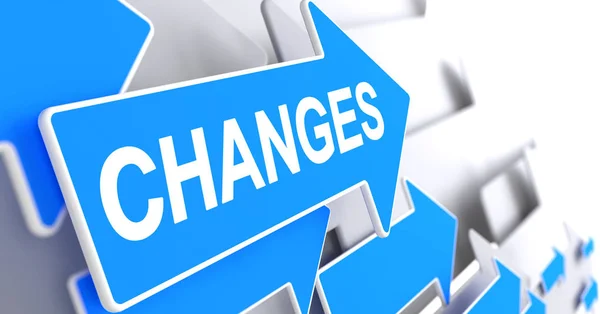 Changes - Label on the Blue Arrow. 3D. — Stock Photo, Image