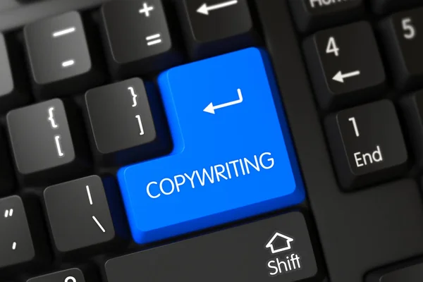 Tangentbord med blå knapp - Copywriting. 3D. — Stockfoto