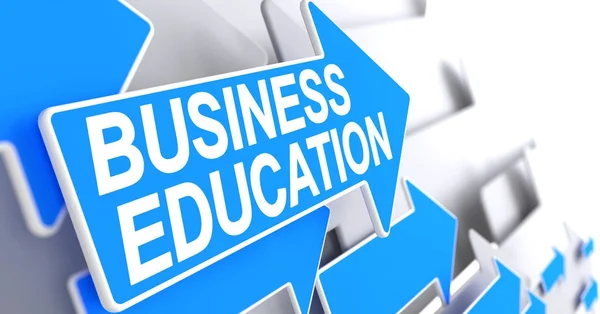 Business Education - Label on Blue Pointer. 3D. — Stock Photo, Image