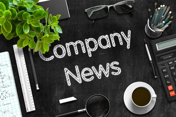 Company News - Text on Black Chalkboard. 3D Rendering. — Stock Photo, Image