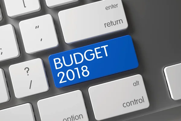 Presupuesto 2018 Primer plano del teclado. 3D . — Foto de Stock