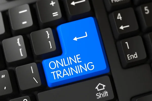 Blauwe onlinetraining toets op toetsenbord. 3D. — Stockfoto