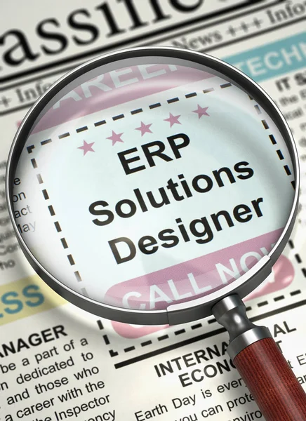 Job Opening ERP Solutions Designer. 3D. — Stock Photo, Image