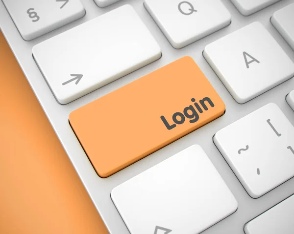 Login on Orange Keyboard Button. 3D. — Stock Photo, Image