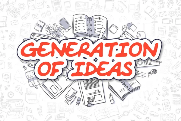 Generation Of Ideas - Cartoon Red Word.