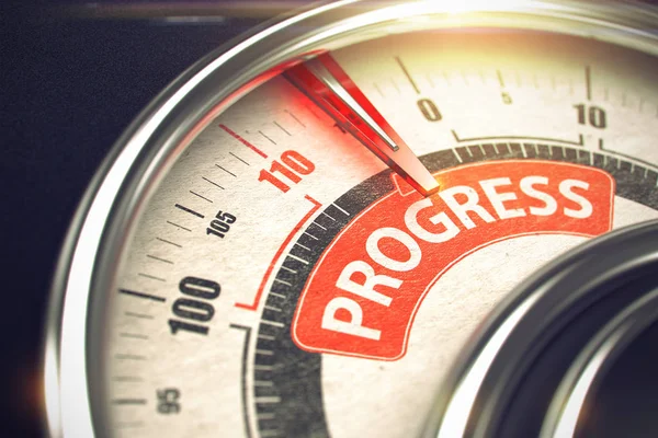 Progress on Conceptual Gauge with Red Needle. 3D. — Stock Photo, Image