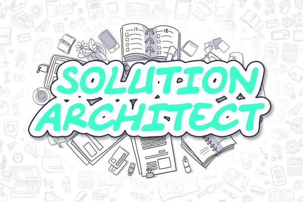 Arquitecto de soluciones - Doodle Green Word . —  Fotos de Stock