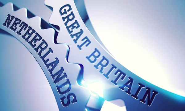 Great Britain - Netherlands. 3d Metal Cog Gears. — Stock Photo, Image