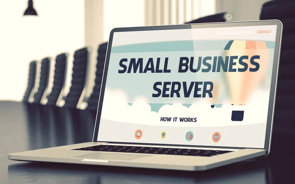 Small Business Server kavramı ile dizüstü bilgisayar. 3D. — Stok fotoğraf