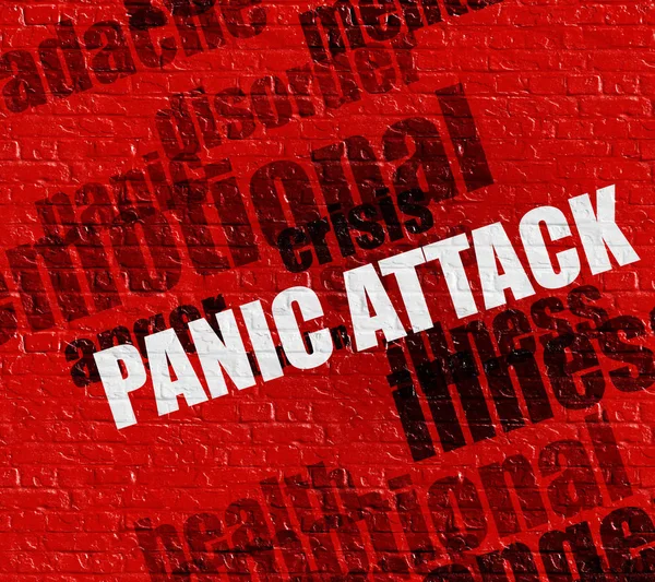 Modern healthcare concept: Panic Attack on Red Brickwall . — Stock Photo, Image