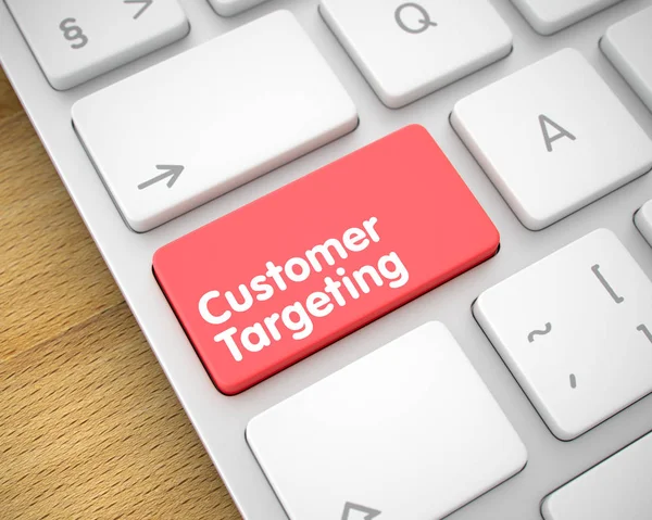 Müşteri hedefleme - metin kırmızı klavye anahtar. 3D.