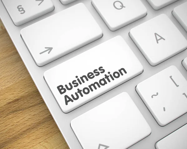 Business Automation - Teks pada tombol papan ketik putih. 3D . — Stok Foto