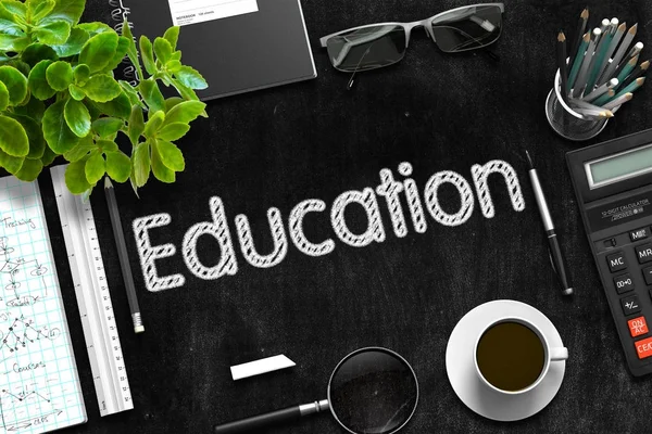 Education Concept on Black Chalkboard. 3D Rendering. — Stock Photo, Image