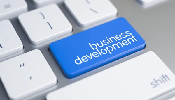 Business Development - tekst op de blauwe toets. 3D. — Stockfoto