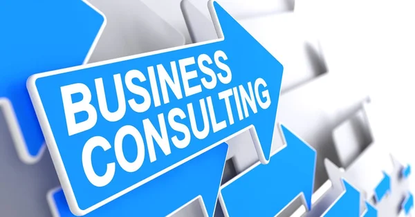 Business Consulting - Text på blå pekaren. 3D. — Stockfoto