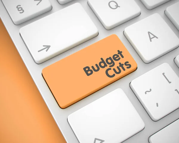 Budget Cuts - inscriptie op oranje toetsenbordtoets. 3D. — Stockfoto