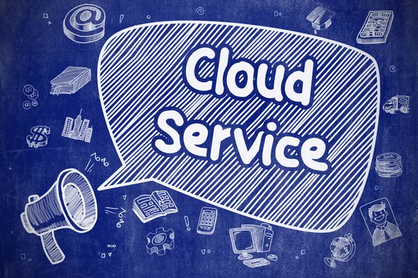 Cloud Service - Ilustración dibujada a mano en pizarra azul . — Foto de Stock