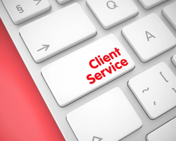 Client Service - Text on the White Keyboard Button. 3D. — Stock Photo, Image