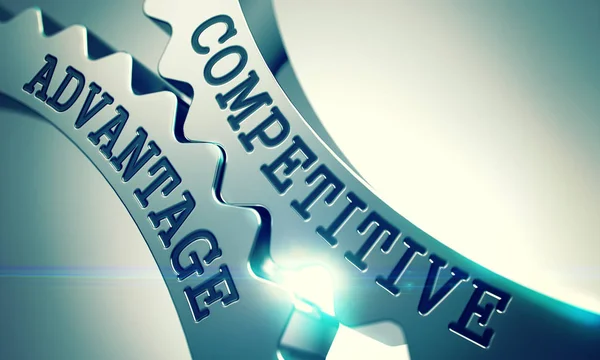 Competitive Advantage - Mechanism of Shiny Metal Cog Gears. 3D. — Stock Photo, Image