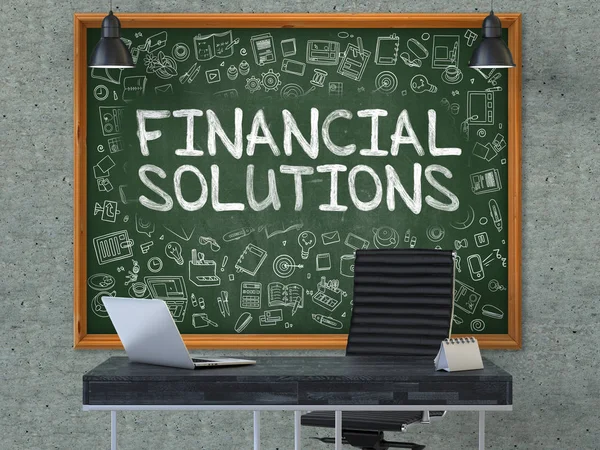 Solutions financières - Dessiné à la main sur un tableau vert. 3D . — Photo