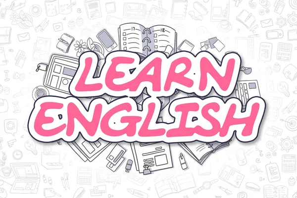 Aprender inglés - Cartoon Magenta Text. Concepto de negocio . —  Fotos de Stock