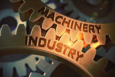 Makina Sanayi üzerinde altın Cogwheels. 3D çizim.