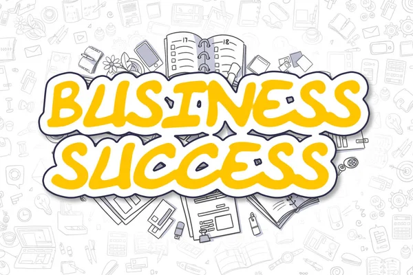 Éxito empresarial - Doodle Yellow Word. Concepto de negocio . —  Fotos de Stock