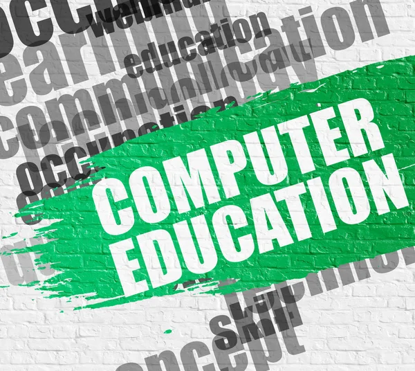 Computer Education on White Brickwall. — Stock Photo, Image