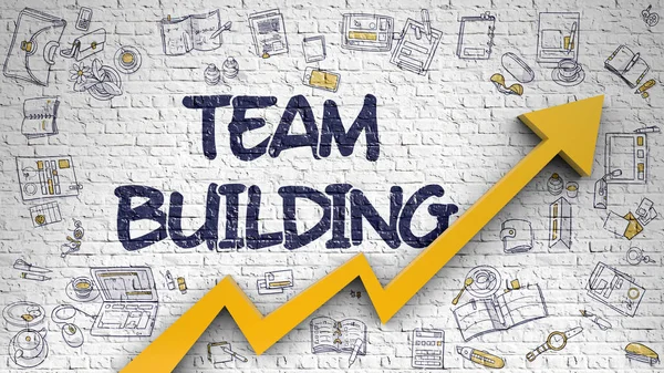 Team Building Drawn on White Brickwall. — Stock Photo, Image