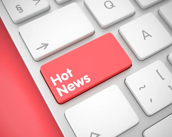 Hot News - inscriptie op rode toetsenbord toetsen. 3D. — Stockfoto