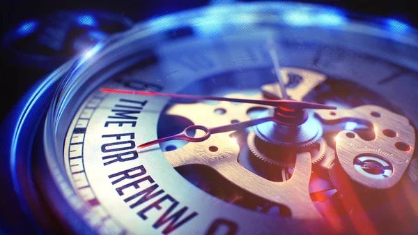 Tijd voor vernieuwen - woordgroep in horloge. 3D. — Stockfoto