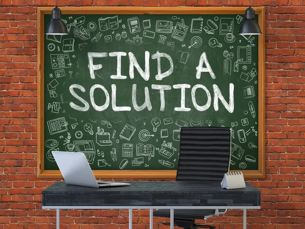 Chalkboard no Office com Find a Solution Concept. 3D . — Fotografia de Stock