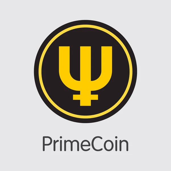 Primecoin - kryptovaluta-färgade logotypen. — Stock vektor