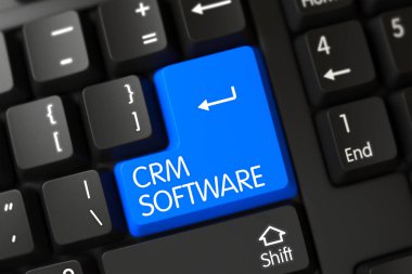 Mavi Crm yazılımı tuş klavye takımında. 3D