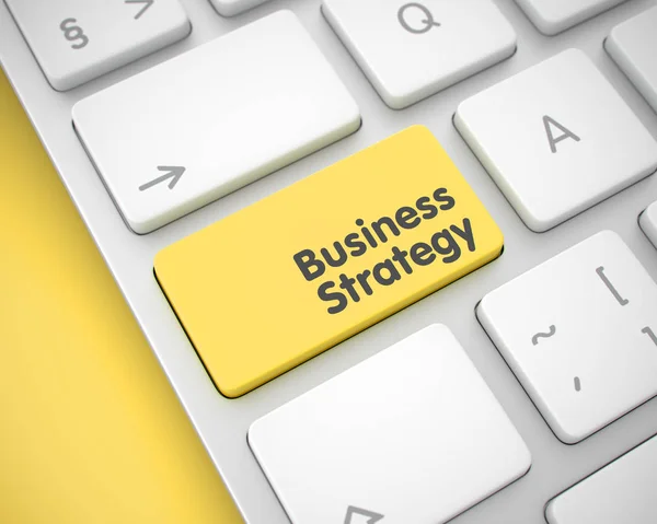 Бізнес-стратегія - текст на жовтій клавіатурі. тривимірний . — стокове фото