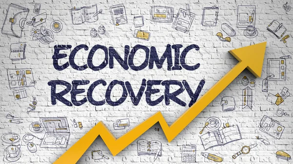 Economic Recovery Drawn on White Brick Wall.