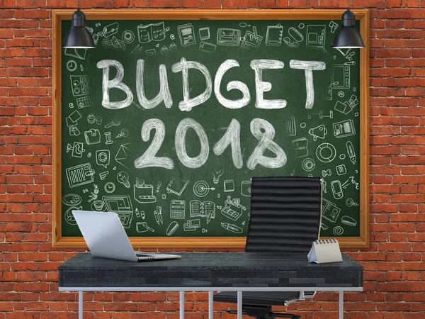 Budget 2018 on Chalkboard in the Office. 3d
