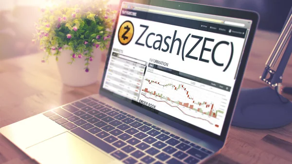 Die Kostendynamik von zcash auf dem Laptop-Bildschirm. — Stockfoto