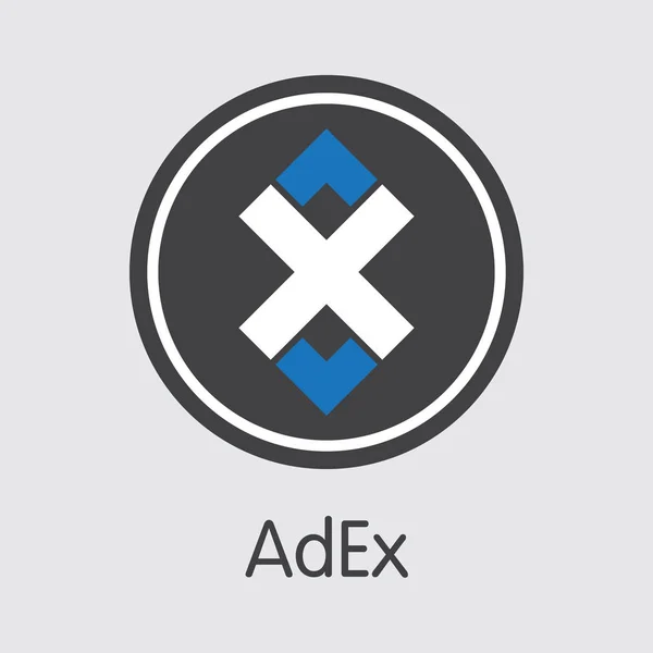 Moeda digital Adex. Símbolo da moeda do vetor ADX . — Vetor de Stock